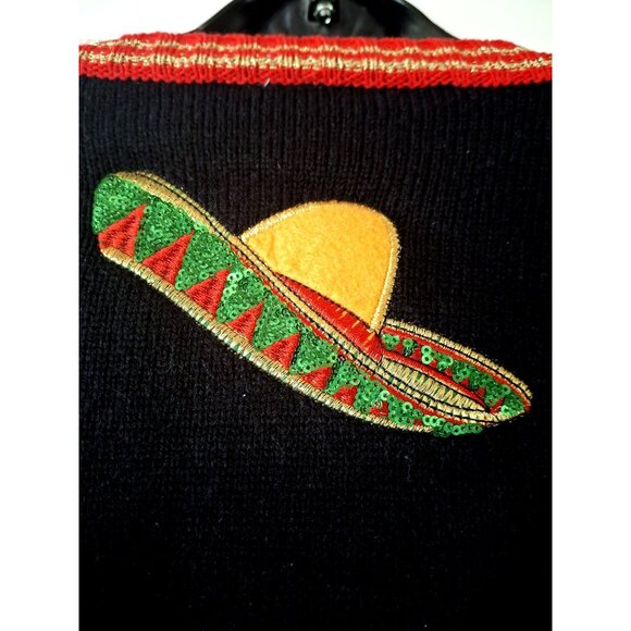 Feliz Navidad Christmas Ugly Sweater With Embellishments & Bell Sleeves - Picture 13 of 16